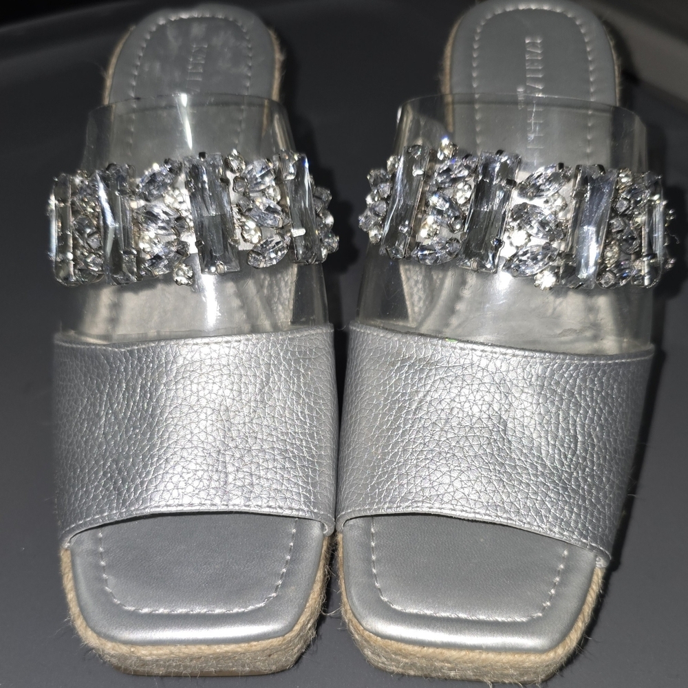 Karl Lagerfeld Silver Embellished Mules